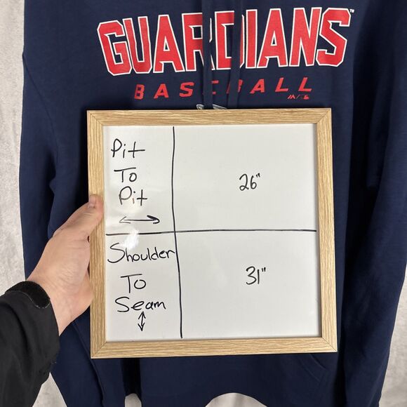 Majestic Cleveland Guardians Pullover Hoodie Navy Blue MLB Baseball Sz 2XL NWOT - Picture 6 of 6